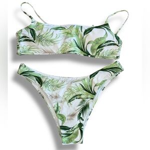 Monday‎ Swimwear Tropical Leaf Bikini Top (L) and Bottom (V)